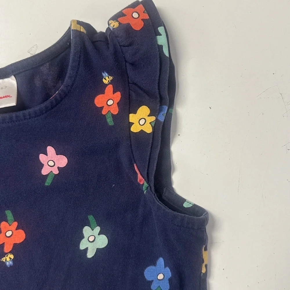 Hanna Andersson Pocket Flutter Sleeve Flower Dress Navy 6/7